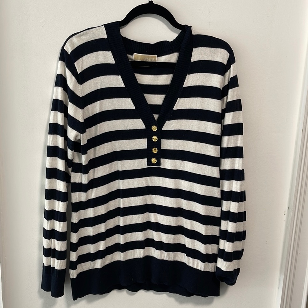 🤍 MICHAEL Michael Kors Navy Striped Sweater 🤍